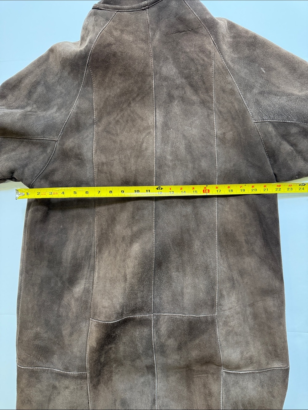 I. J. FOX FURS Boston Vintage Chocolate Brown Suede Shearling Full Length Coat M - Picture 12 of 14